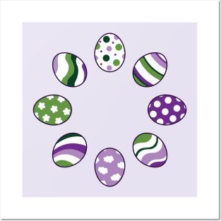 Eggs | Purple Green | Stripes | Dots | Clouds | Light Purple Posters and Art